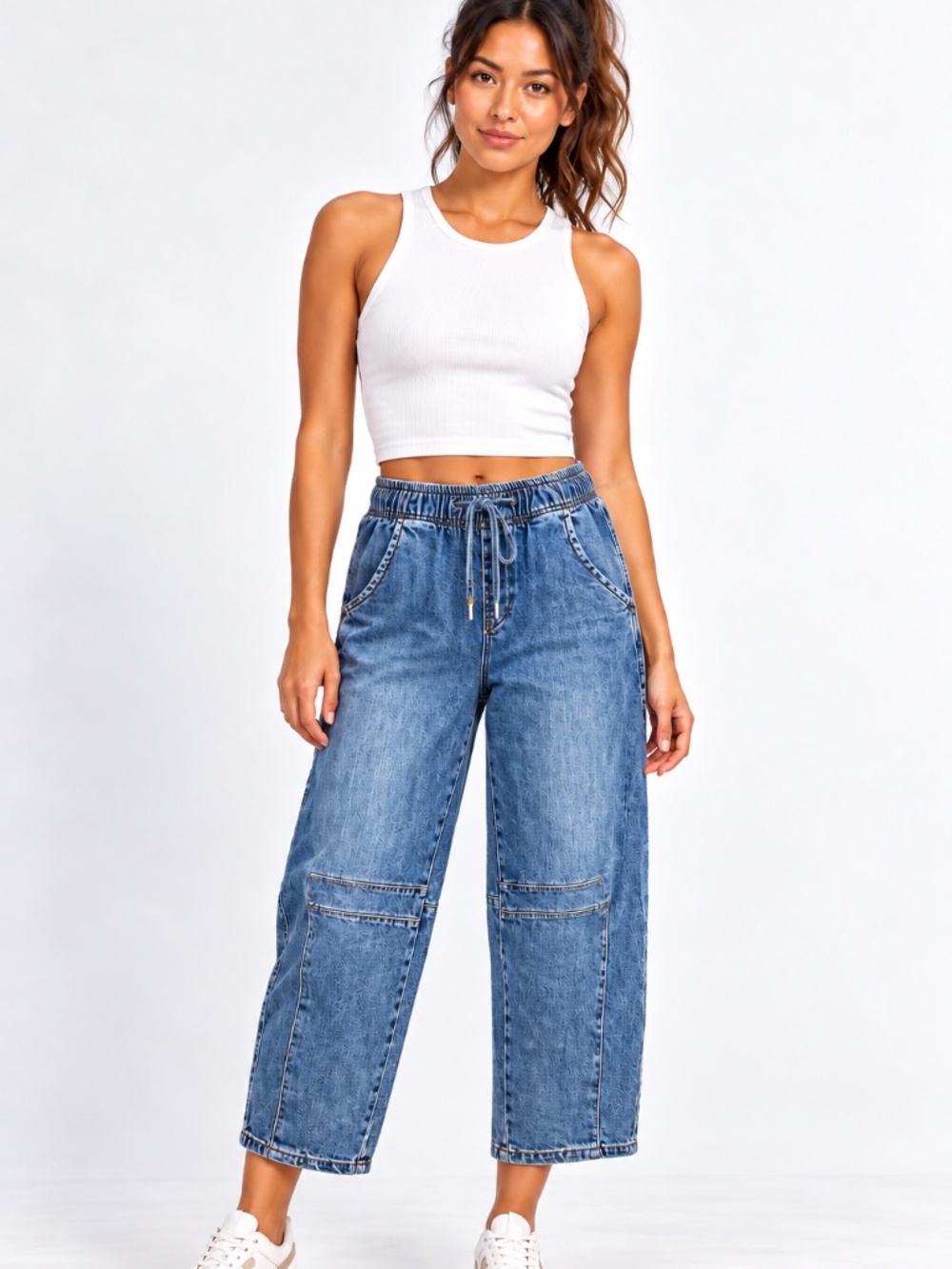 OAT New York Cloud Luxe Barrel Leg Denim Jogger